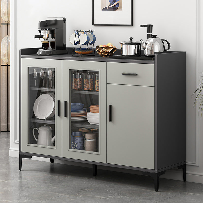Server da pranzo in stile moderno grigio colore ingegnerizzato in legno con 1 cassetto