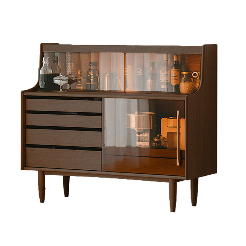 Moderne Style-Glastüren Sideboard Massives Holzbuffetttisch mit 5-Schreibmaßen