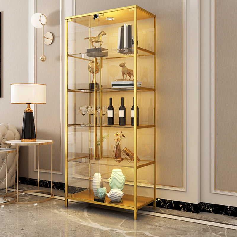 Puertas de vidrio de gabinete de metal de metal contemporáneo gabinete de huertes con puertas para el comedor