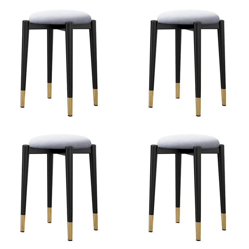 Luxury Ottoman Velvet Tear Resistant Metal Legs Solid Color Round Ottoman Gray 4 Piece Set Clearhalo 'furn' 'furn_ottomans_poufs' 'Furniture' 'Living Room Furniture' 'Ottomans & Poufs' 'ottomans_poufs' 7336880