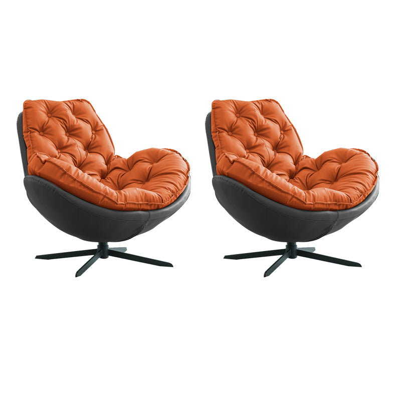 Swivel Lounge Chair Arms Included Side Chair for Living Room Grey Orange Microfiber Leather 2 Piece Set Clearhalo 'Accent Chairs' 'accent_chairs' 'Chairs & Seating' 'furn' 'furn_accent_chairs' 'Furniture' 'Living Room Furniture' 7337152