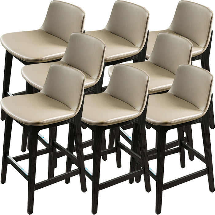 Scandinavian Solid Wood Bar Stool Backrest Counter Stool in Gray