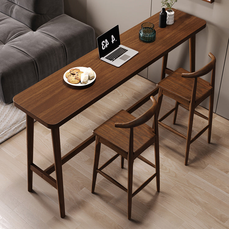 Moderne Gegenhöhe Pub Set 1/2/3 PCs Massivholzstange Tisch und Stühle in Braun