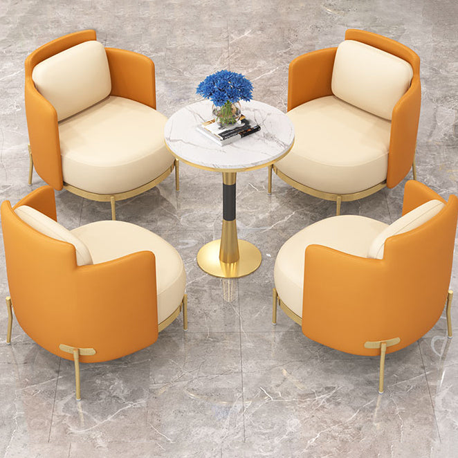 Set di dinette rotonde glam con sedie imbottite 1/2/3/5 pezzi set da pranzo in pietra bianca per casa