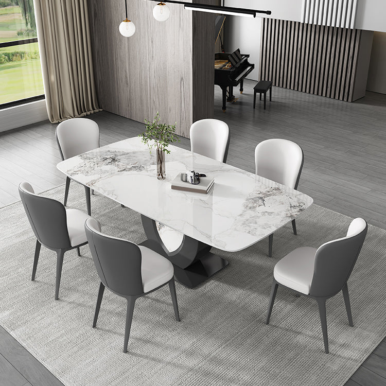 Contemporary 1/4/5/6/7 Pieces Dining Room Table Rectangle Stone Furniture in White