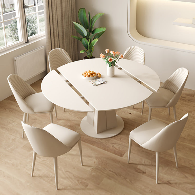 Contemporary 1/2/4/5/7 Pieces Furniture Round Stone Dining Set in White