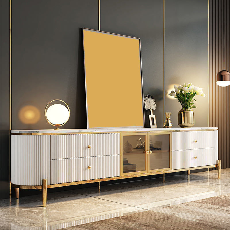 Glam Stone Media Console 4 Drawers TV Stand Console with Doors White Clearhalo 'furn' 'furn_tv_stands_entertainment_centers' 'Furniture' 'Living Room Furniture' 'TV Stands & Entertainment Centers' 'TV Stands & Media Storage Furniture' 'tv_stands_entertainment_centers' 7340202