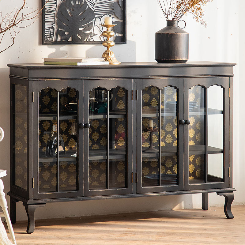 Modernismo Server di sideboard in legno Server nero/nero con porte per sala da pranzo