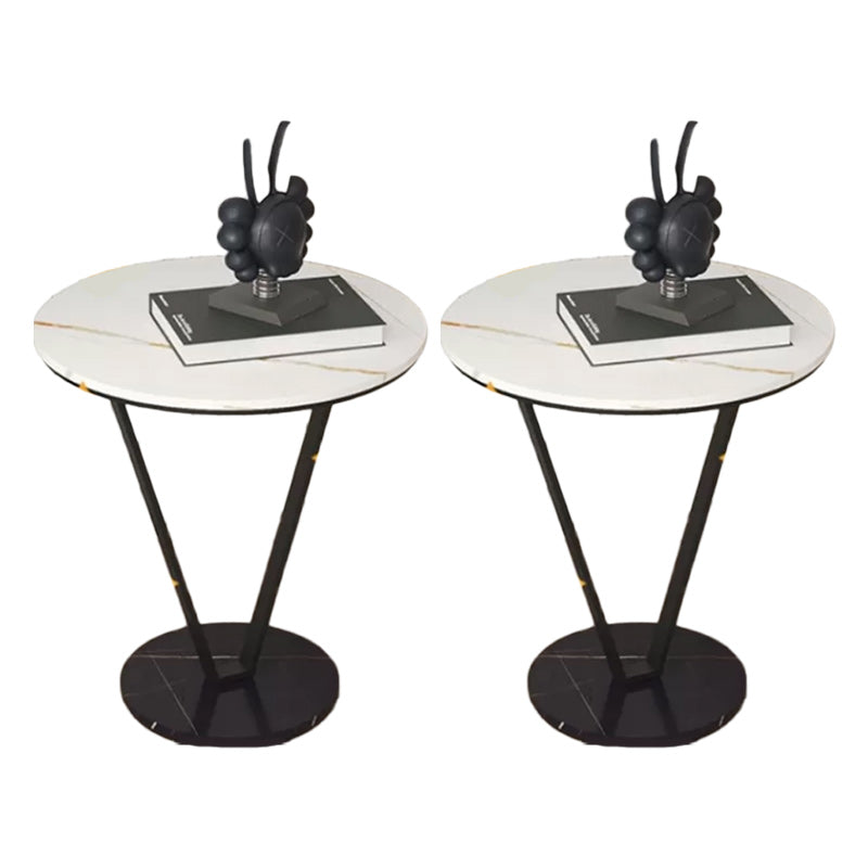 19"W Contemporary Corner Table Metal Round Accent Side Table White 2 Clearhalo 'Coffee & Accent Tables' 'End & Side Tables' 'end_side_tables' 'furn' 'furn_end_side_tables' 'Furniture' 'Living Room Furniture' 7340593
