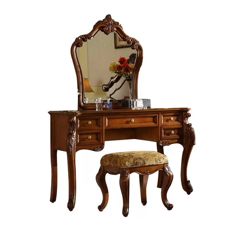 Traditional Bedroom Makeup Vanity Desk Table Solid Wood Vanity Dressing Table with Drawer