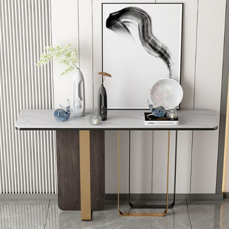 Console di pietra bianca Tavola 1 scaffale 31,5 "tavolo di accento alto per sala