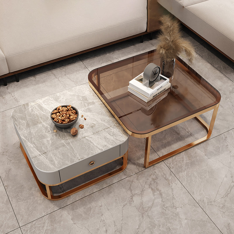 Tavolino quadrato tavolino in vetro nidificazione tavolino set per soggiorno