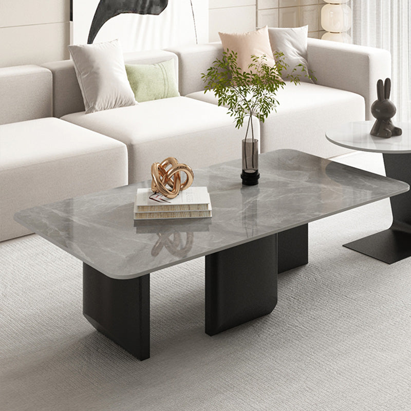Slate Rectangular Coffee Table Metal Legs Coffee Cocktail Table Grey Clearhalo 'Coffee & Accent Tables' 'Coffee Tables' 'coffee_tables' 'furn' 'furn_coffee_tables' 'Furniture' 'Living Room Furniture' 7345024