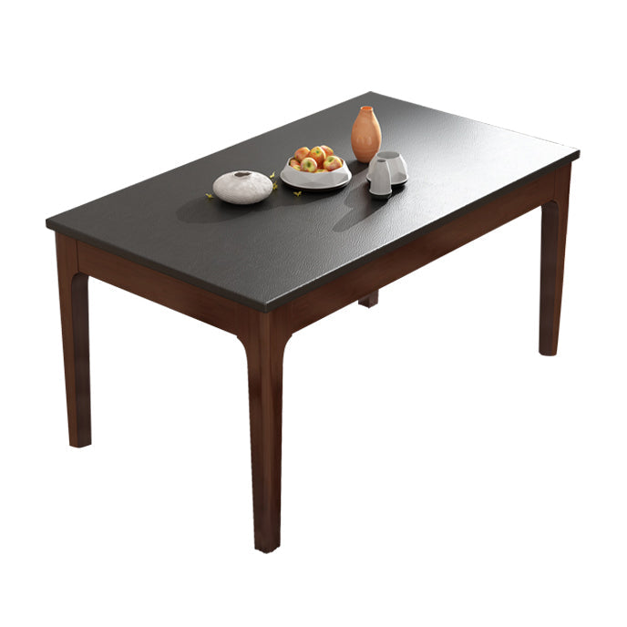 Contemporary Kitchen Dinner Table Rectangle Stone 4 Legs Dining Table Brown Without Chairs Clearhalo 'Dining Tables & Seating' 'Dining Tables' 'dining_table' 'furn' 'furn_dining_table' 'Furniture' 'Kitchen & Dining Furniture' 7347418