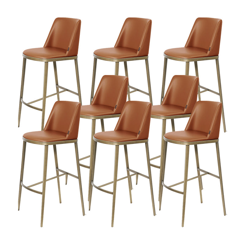 Glam Backrest Armless Counter Stool Iron Bar Stool with Cushion for Cafe Brown 8 Piece Set Bar Stool(30"H) Clearhalo 'Bar Furniture' 'Bar Stools' 'bar_stools' 'furn' 'furn_bar_stools' 'Furniture' 'Kitchen & Dining Furniture' 7347891