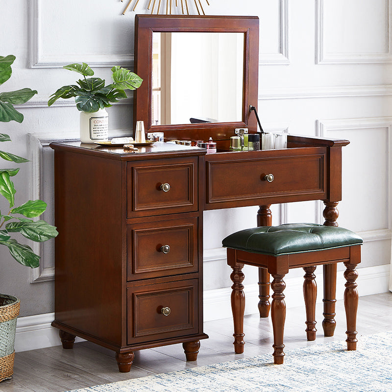 Traditional Solid Wood Makeup Vanity Desk Bedroom Vanity Dressing Table with Drawer