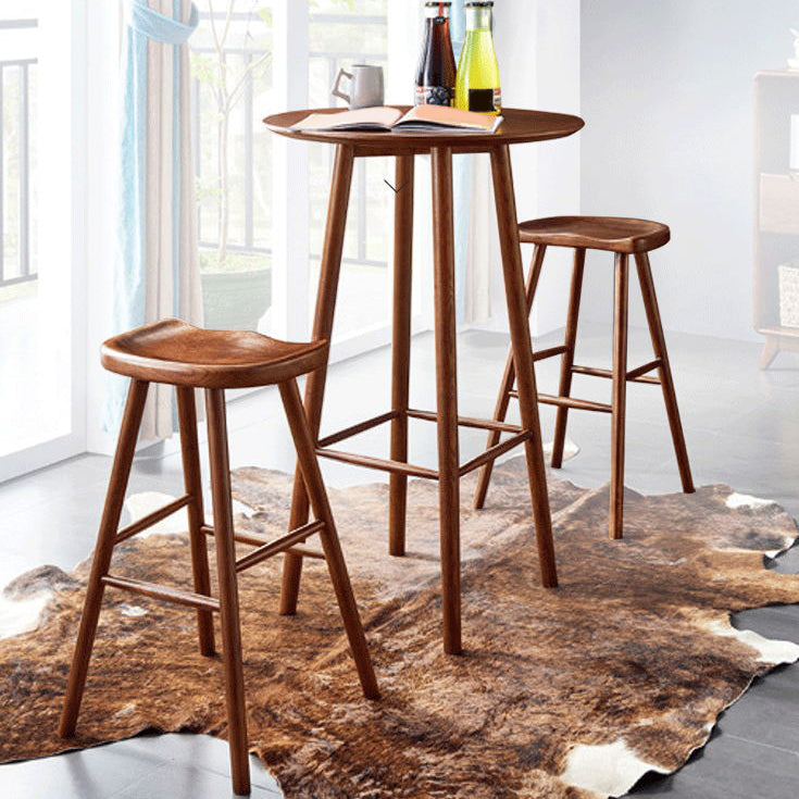 Modern Style Bar Table Set 1/2/3 Pieces Round Solid Wood Bar table with Backless Stools Table & Chair(s) 3 Piece Set Clearhalo 'Bar Furniture' 'furn' 'furn_home_bar_bar_sets' 'Furniture' 'Home Bars & Bar Sets' 'home_bar_bar_sets' 'Kitchen & Dining Furniture' 7348710