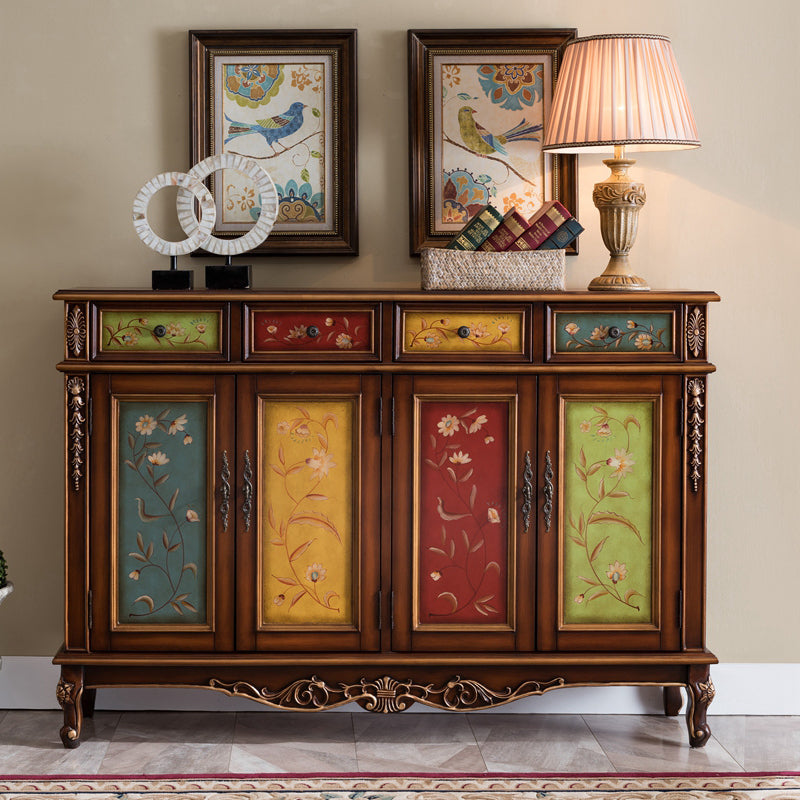 Industrial Cabriole Legs Accent Cabinet Solid Wood Storage Cabinet 64"L x 14"W x 44"H Brown Clearhalo 'Cabinets & Chests' 'cabinets_chests' 'furn' 'furn_cabinets_chests' 'Furniture' 'Living Room Furniture' 7348883