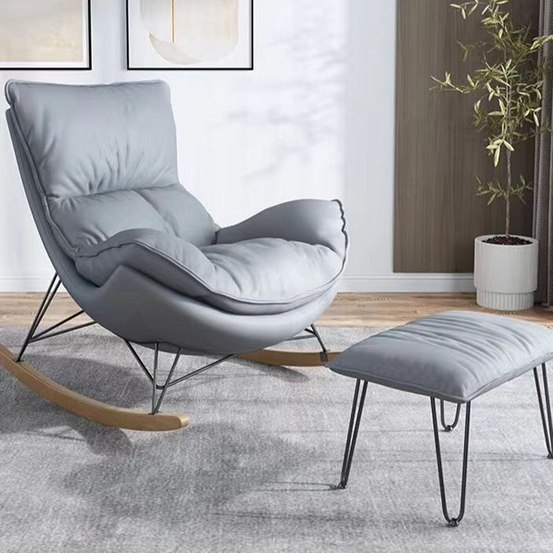 Indoor Mother Feeding Sofa Rocking Chair Modern Rocking Chair with Ottoman Rocking Chair with Ottomans Gray Clearhalo 'Chairs & Seating' 'furn' 'furn_rocking_chairs' 'Furniture' 'Living Room Furniture' 'Rocking Chairs' 'rocking_chairs' 7349390