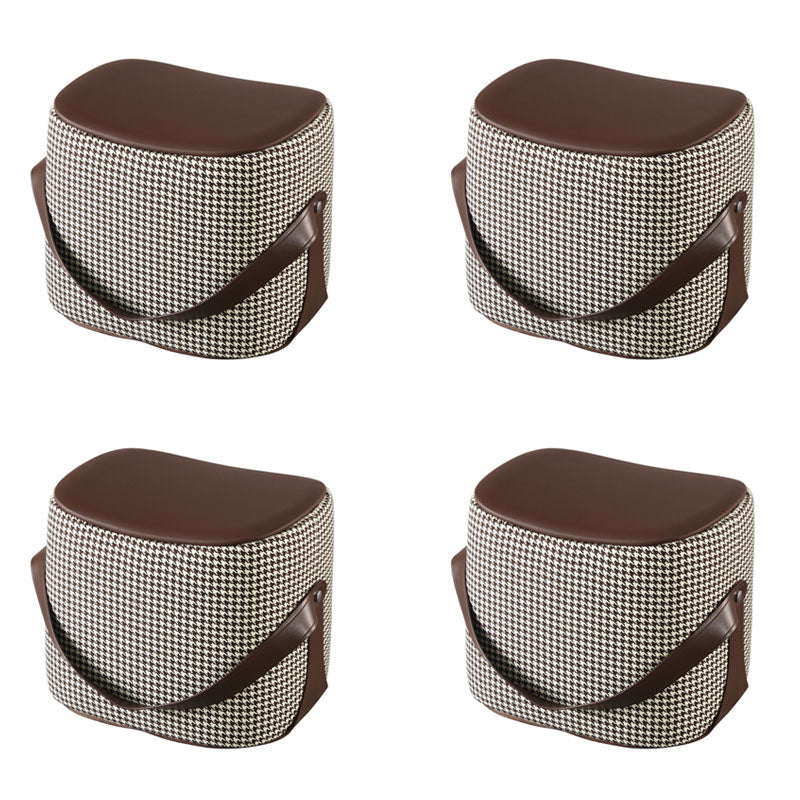 Contemporary Rectangle Shape Ottoman Faux Leather Upholstered Pouf Houndstooth pattern 4 Piece Set Storage Not Included Clearhalo 'furn' 'furn_ottomans_poufs' 'Furniture' 'Living Room Furniture' 'Ottomans & Poufs' 'ottomans_poufs' 7351063