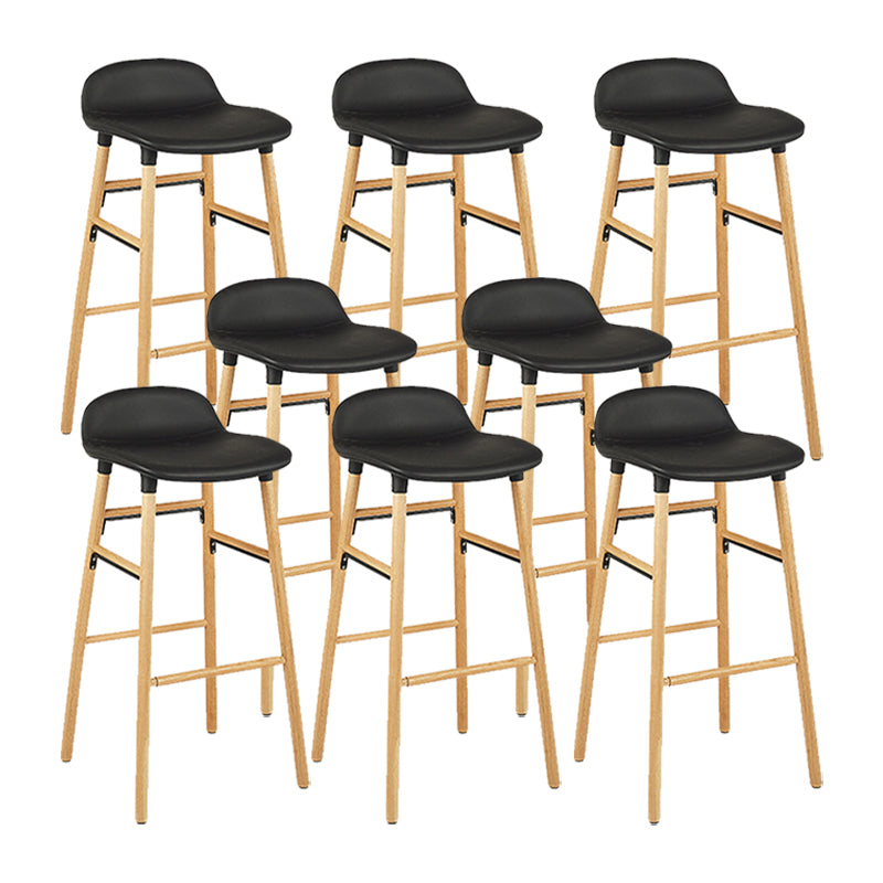 Faux Leather Counter Stool Modern Style Low Back Barstool with Solid Wood Legs Black 8 Piece Set Clearhalo 'Bar Furniture' 'Bar Stools' 'bar_stools' 'furn' 'furn_bar_stools' 'Furniture' 'Kitchen & Dining Furniture' 7352846