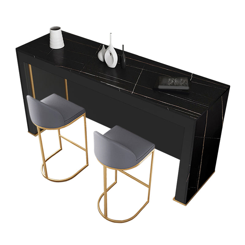 Table de table de bar supérieur en pierre moderne 1/3 pcs table de barre rectangle avec tabourets rembourrés