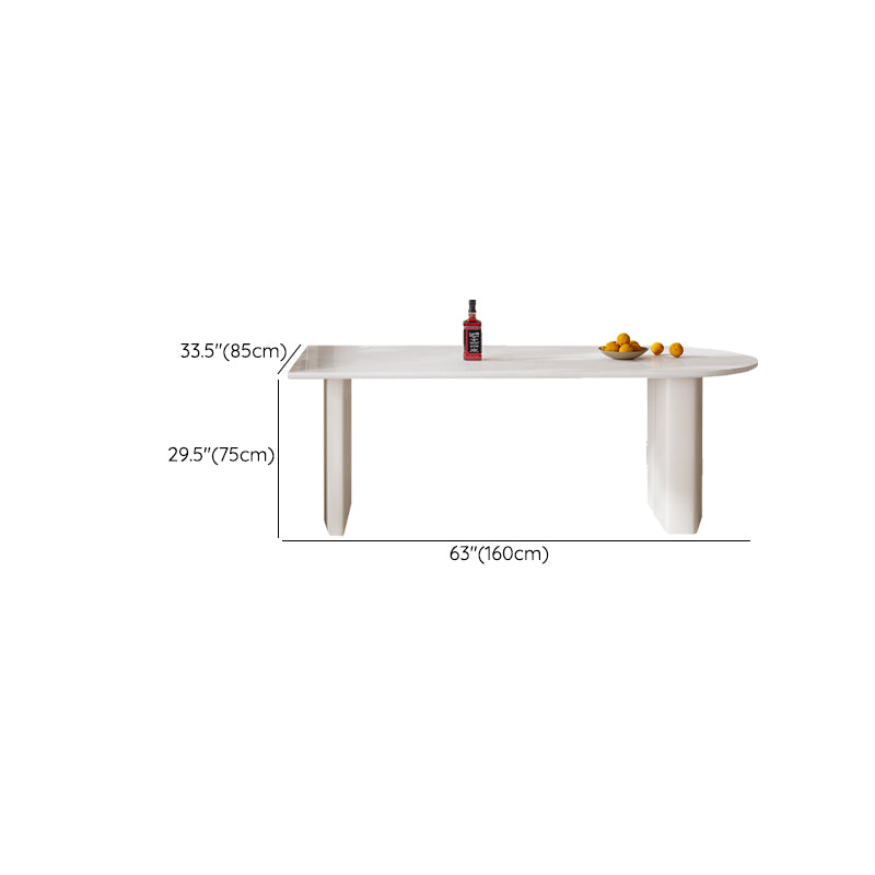Tavolo da pranzo contemporaneo a forma libera per la casa Tavolo da pranzo bianco con doppio piedistallo