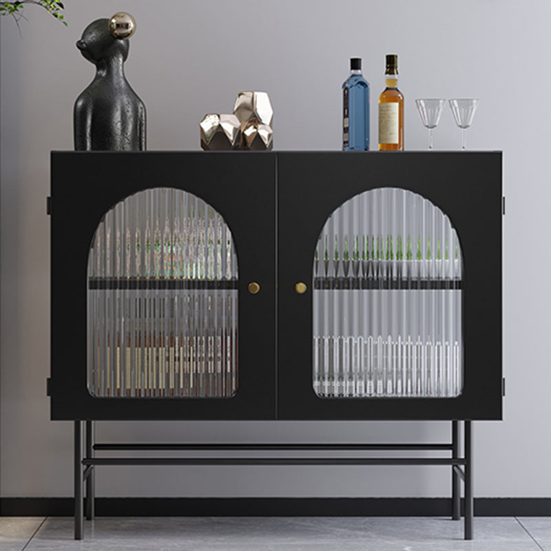 Tavolo a buffet in metallo con porte di vetro contemporanee con 2 porte