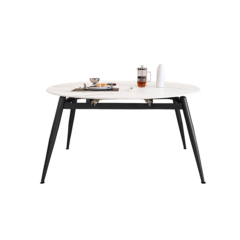 4 Legs Dining Table White Sintered Stone Dining Table for Kitchen 53.1"L x 53.1"W x 29.5"H Without Chairs Clearhalo 'Dining Tables & Seating' 'Dining Tables' 'dining_table' 'furn' 'furn_dining_table' 'Furniture' 'Kitchen & Dining Furniture' 7360738