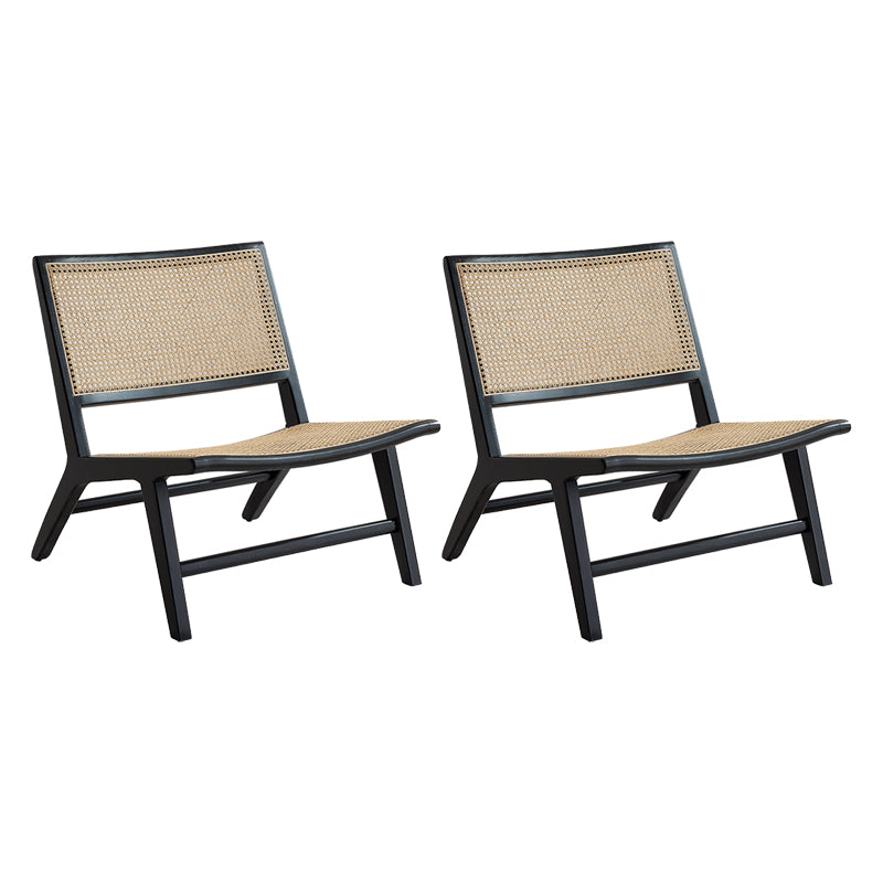Solid Wood Armless Chair Woven Back Lounge Chair for Living Room Black Fabric 2 Piece Set Clearhalo 'Accent Chairs' 'accent_chairs' 'Chairs & Seating' 'furn' 'furn_accent_chairs' 'Furniture' 'Living Room Furniture' 7361175