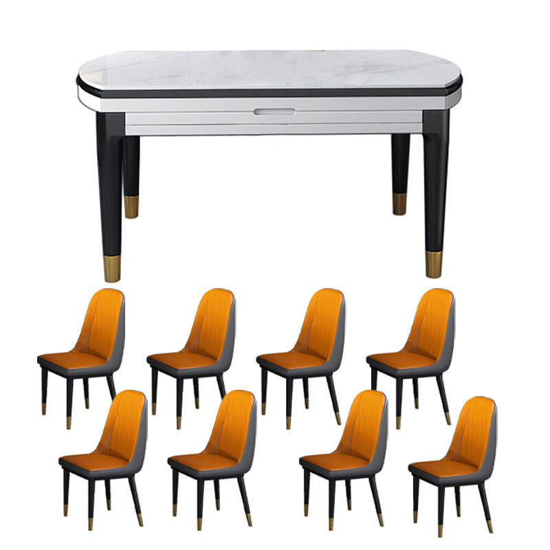 Moderne Stil Steinmöbel 5/7/9 PCs 4 Bein Tisch mit Armless Chair