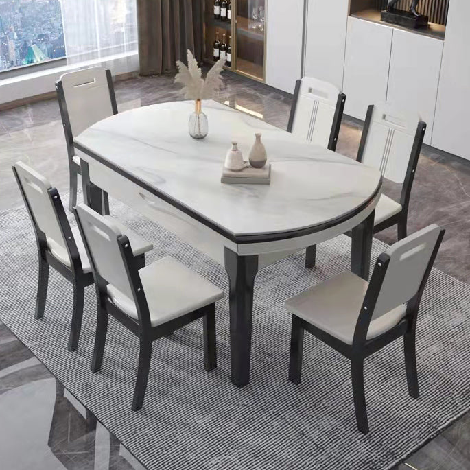 White Stone Dining Set for Kitchen 1/7 Pieces Modern Foldable Dining Table Set