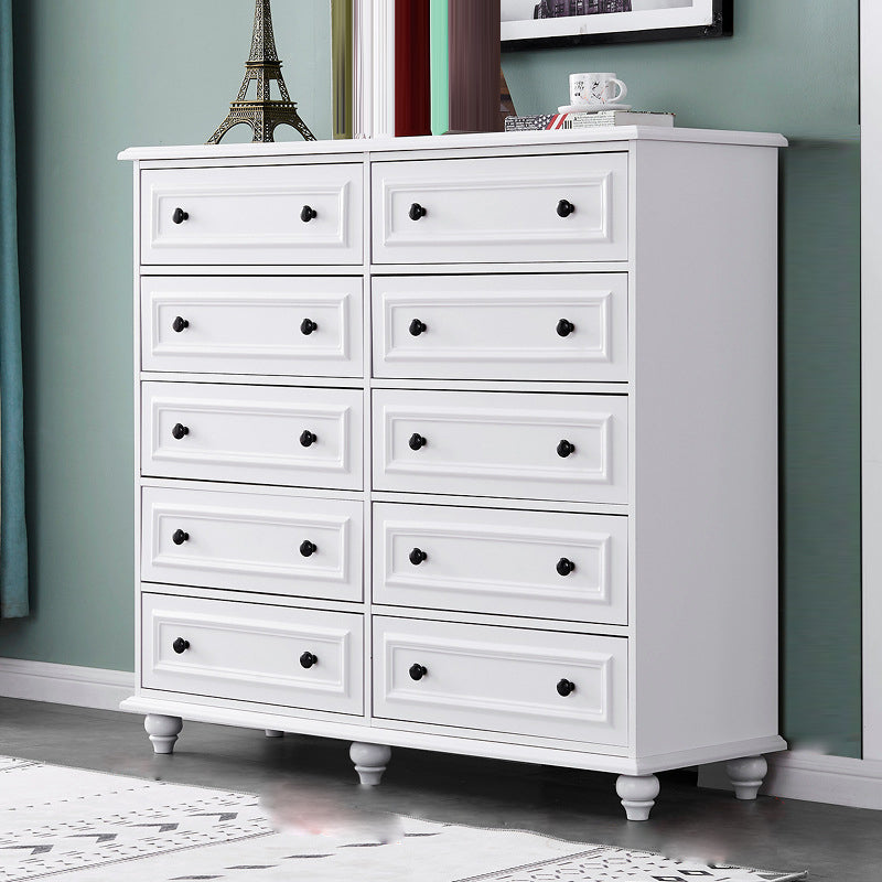 Contemporary Engineered Wood Storage Chest Home Chest in White with Drawers