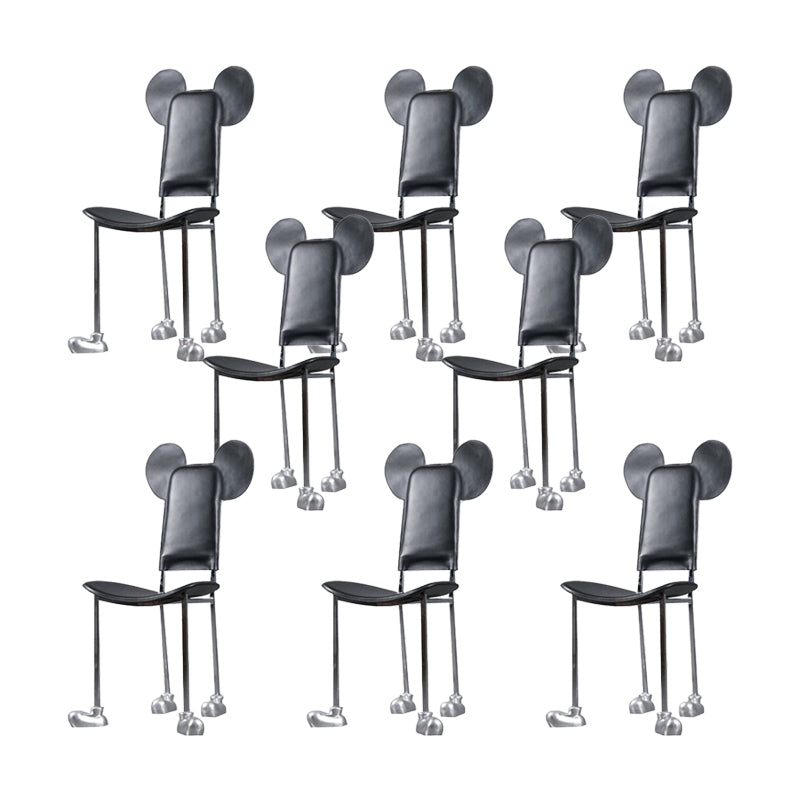 Moderne eetkamerstoel Leer Open achterkant stoel met roestvrijstalen basis