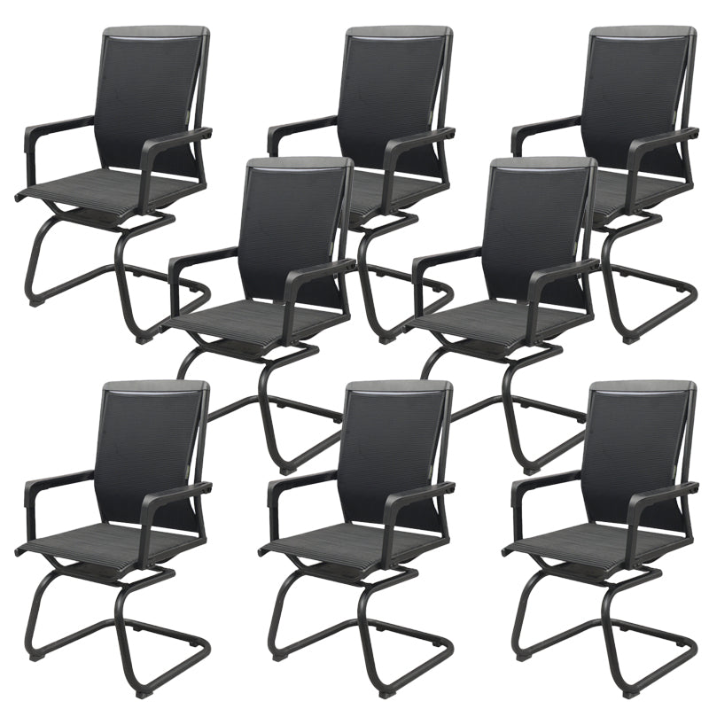 Contemporary Arms Included Desk Chair Mesh Back Conference Chair for Office Matte Black 8 Piece Set Clearhalo 'furn' 'furn_office_chair' 'Furniture' 'Office Chairs' 'Office Furniture' 'office_chair' 7364422