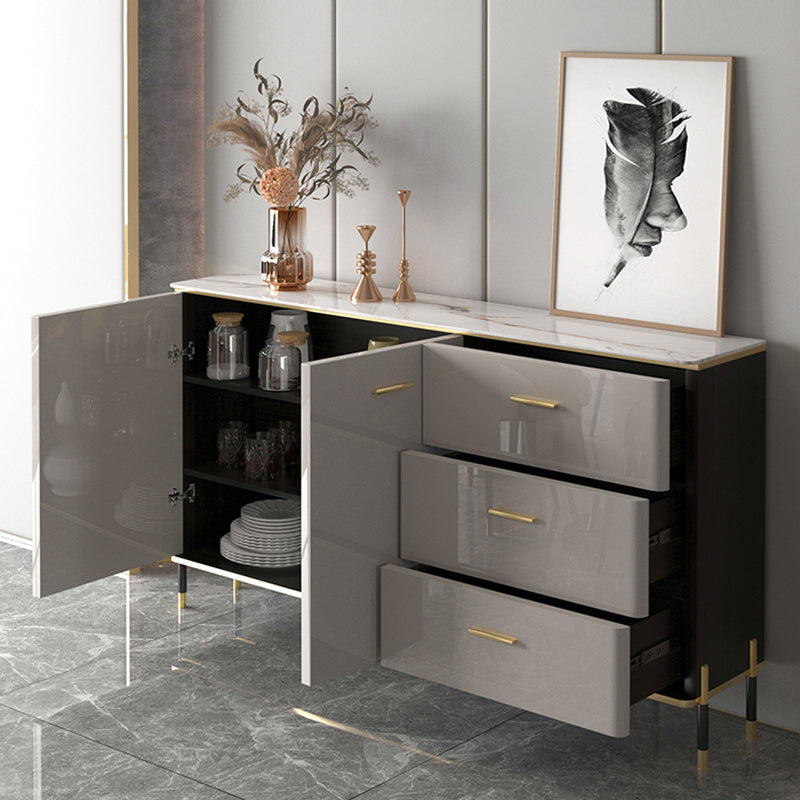 Glam Style Sideboard Buffet Server Adjustable Shelving Credenza for Dining Room https: res.litfad.com site img item 2023 01 27 7365048 1200x1200.jpg Clearhalo 'buffet_sideboard' 'Buffets & Sideboards' 'furn' 'furn_buffet_sideboard' 'Furniture' 'Kitchen & Dining Furniture' 7365048