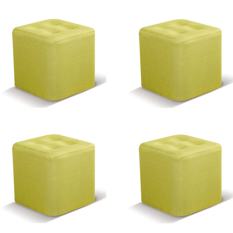 Tufted quadratische Form Ottomane moderne Leinenmischung gepolsterter Pouf