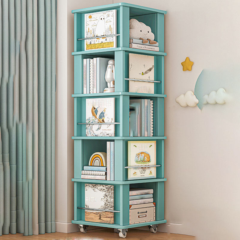 Engineered Wood Standard Bookcase Closed Back Scandinavian Bookshelf 18.9"L x 18.9"W x 64.2"H Aqua Clearhalo 'Bookcases' 'furn' 'furn_bookcases' 'Furniture' 'Office Furniture' 7366831