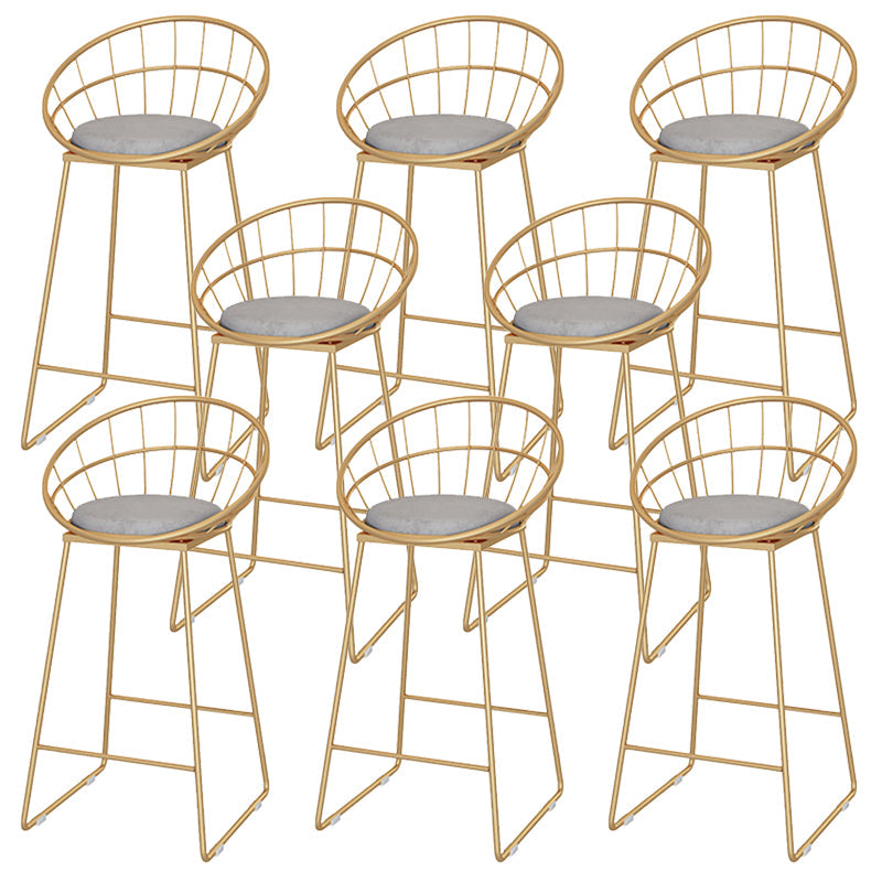 Round Bar Stools Metal Armless Dining Stools with Gold Metal Base