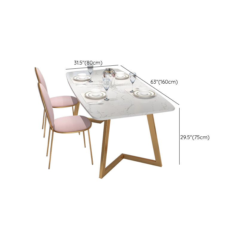 White - Gold Dining Room Dinner Kitchen Table Rectangle Dining Table