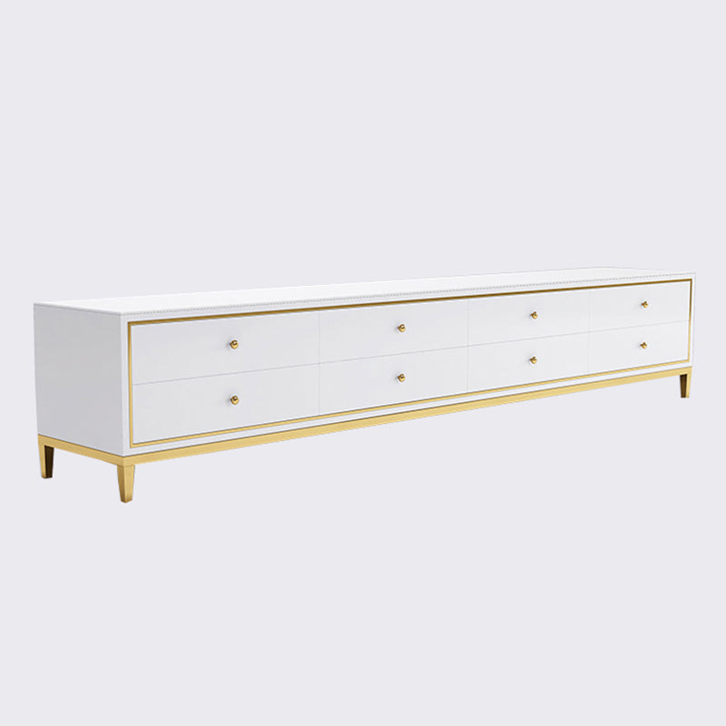 Glass Media Console Glam Media Console TV Stand with Drawers White Clearhalo 'furn' 'furn_tv_stands_entertainment_centers' 'Furniture' 'Living Room Furniture' 'TV Stands & Entertainment Centers' 'TV Stands & Media Storage Furniture' 'tv_stands_entertainment_centers' 7369141