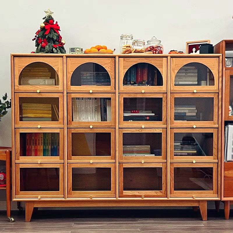 Moderno sideboard in pino porte di vetro armadio di sideboard per sala da pranzo