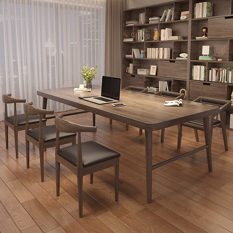 Bureau d'écriture du rectangle de style moderne 29.53 "Bureau de bureau en bois massif de haut avec base en forme de H