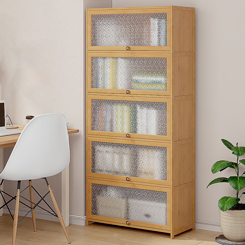 Contemporary Wood Accent Cabinet Rectangle Storage Cabinet with Glass Top