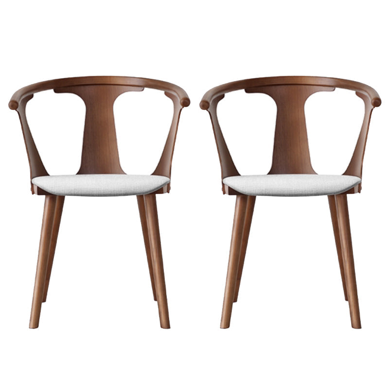 Solid Wood Side Chair Fixed Back Lounge Chair for Living Room Walnut Cotton and Linen 2 Piece Set Clearhalo 'Accent Chairs' 'accent_chairs' 'Chairs & Seating' 'furn' 'furn_accent_chairs' 'Furniture' 'Living Room Furniture' 7369850