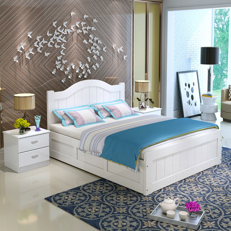 Eigentijdse vaste kleur standaard bed houtopslag camelback bed frame