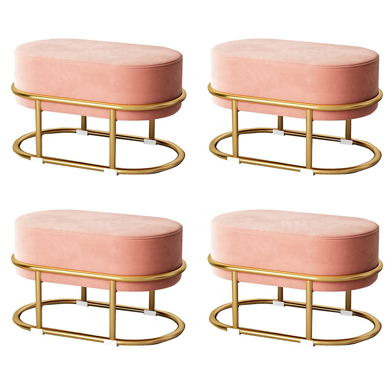 Multi Colors Ottoman Removable Slipcover Upholstered Velvet Ottoman Pink Oval 4 Piece Set Clearhalo 'furn' 'furn_ottomans_poufs' 'Furniture' 'Living Room Furniture' 'Ottomans & Poufs' 'ottomans_poufs' 7375060