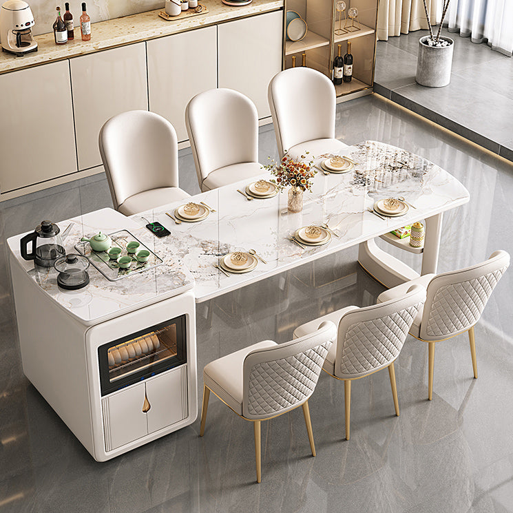 Glam Kitchen Stone Furniture 2/3/5/6/7 Pcs Standard Height Versatile Dining Room Table Set Table & Chair(s) 7 Piece Set Clearhalo 'Dining Room Sets' 'Dining Tables & Seating' 'dining_room_set' 'furn' 'furn_dining_room_set' 'Furniture' 'Kitchen & Dining Furniture' 7375307