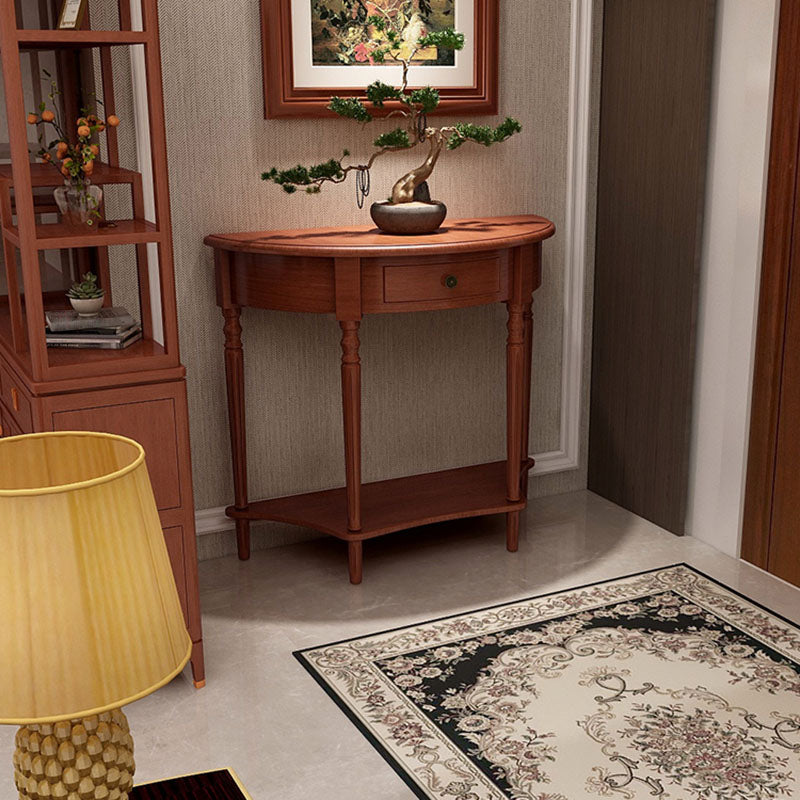 Mid Century Modern Accent Table Half Moon Wooden Console Table