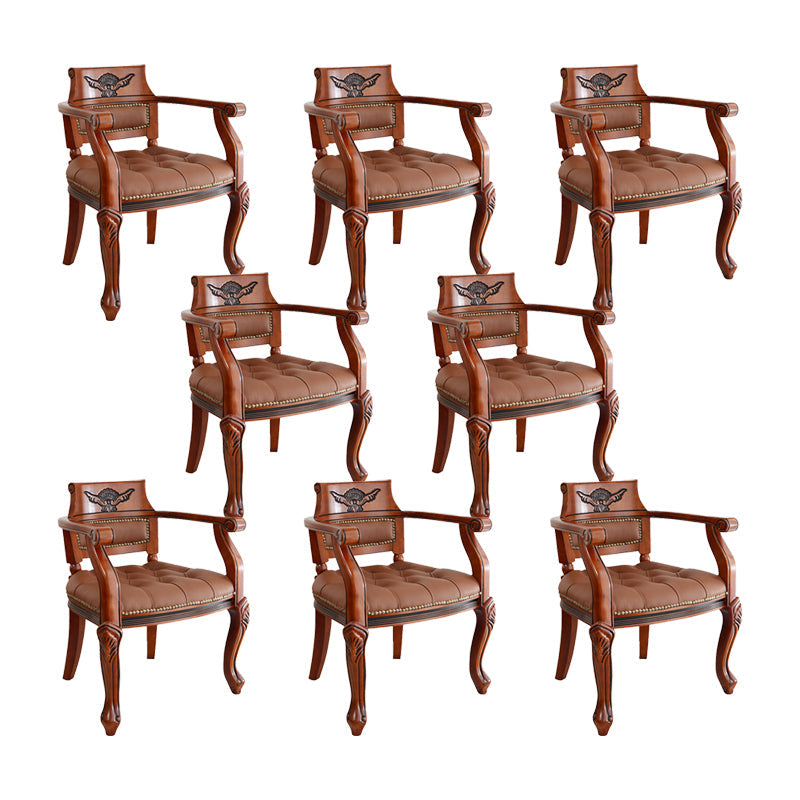 Silla de comedor de estilo rústico silla de mano de madera maciza de cuero para casa